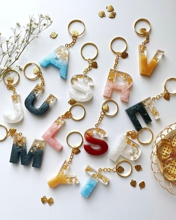 Resin Alphabet Keychain