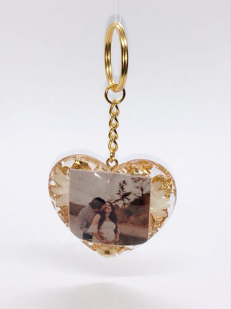Resin Photo Keychain - Heart
