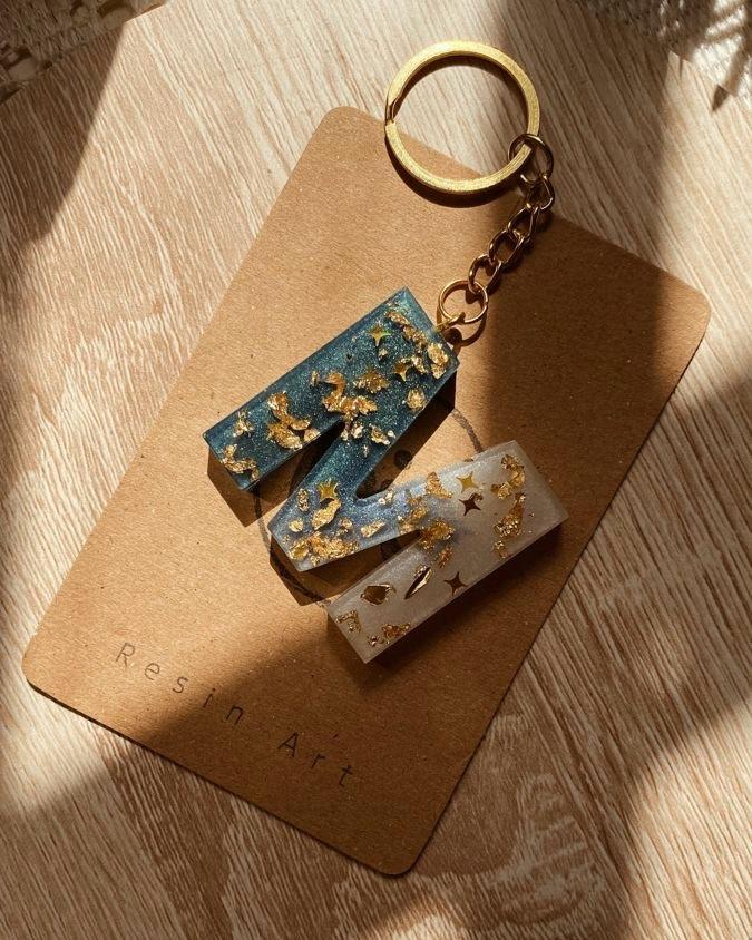 Resin Alphabet Keychain
