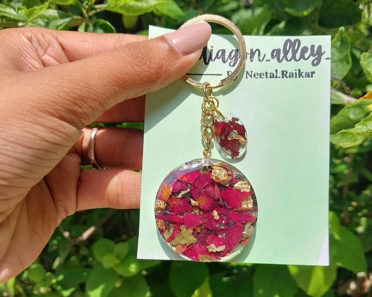 Resin Rose Keychain