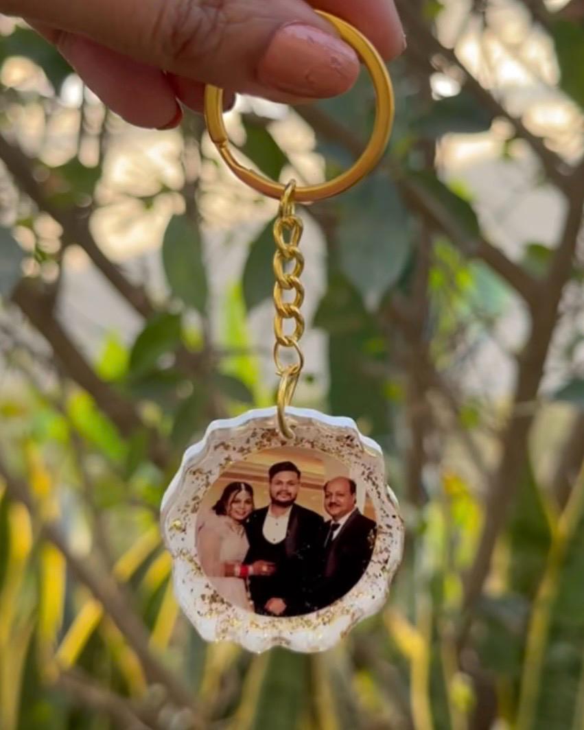 Resin Photo Keychain - Round Agate